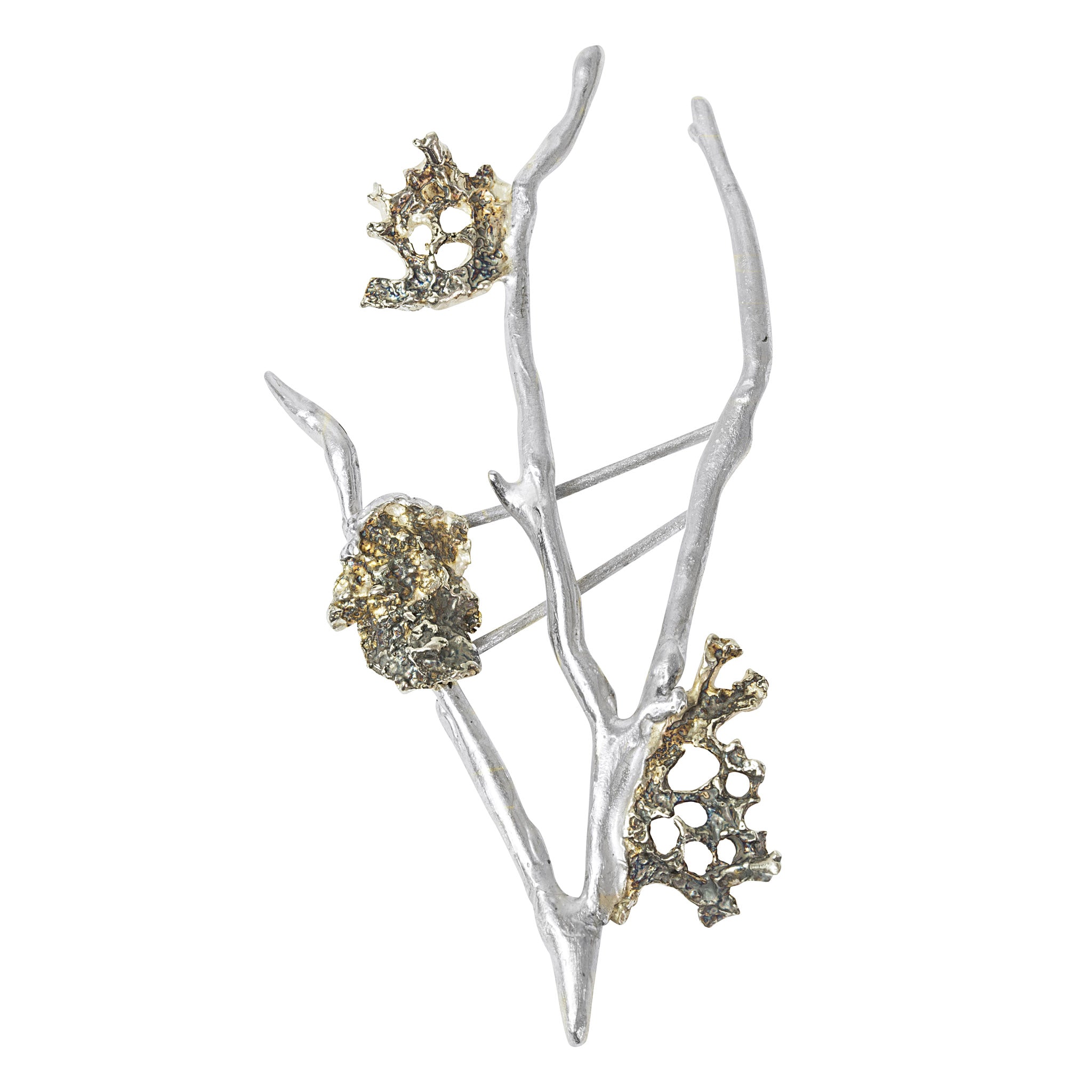 Part Oxidised Sterling Silver Lichen Brooch
